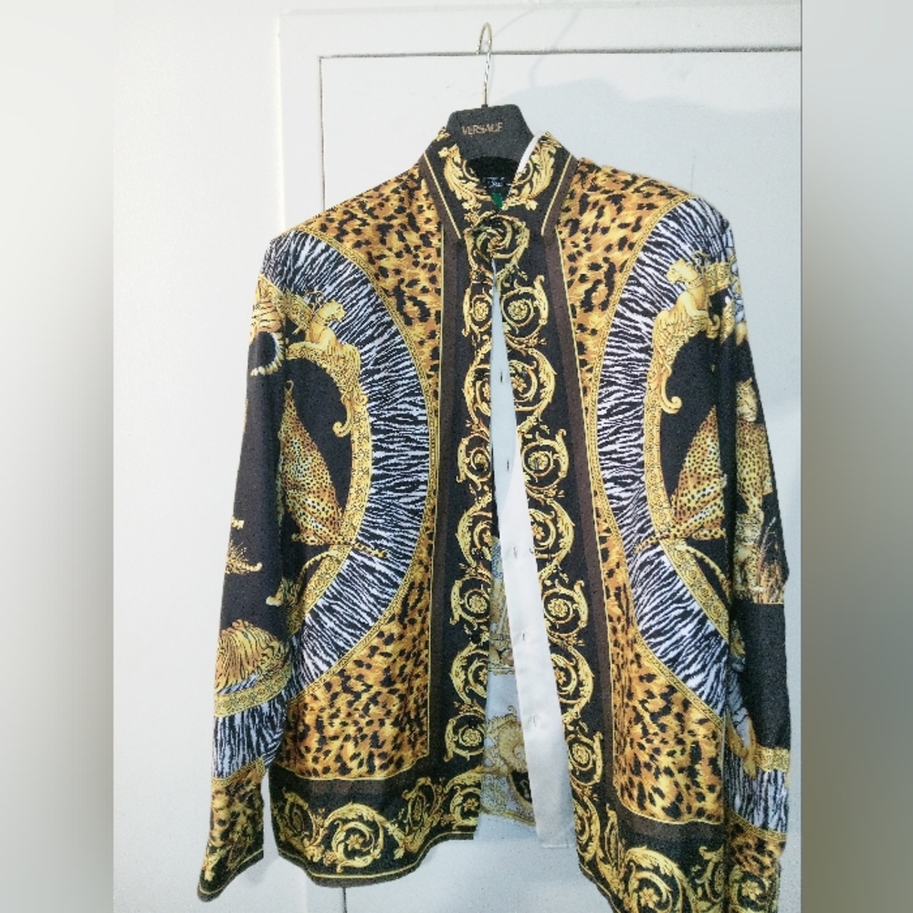 Versace Wild Cats Silk Mens Shirt